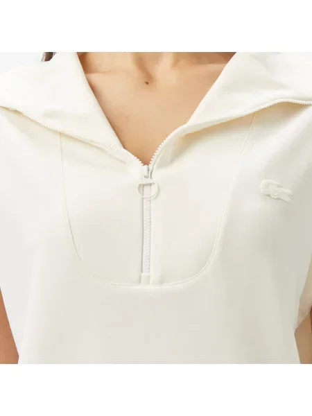 Lacoste Bluza Z Krótkim Rękawem Half Zip biała