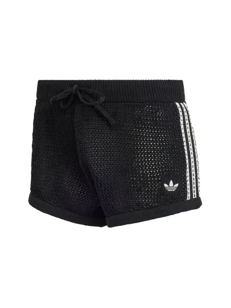 ADIDAS ORIGINALS Pantaloni KNITTED CROCHET / alb negru