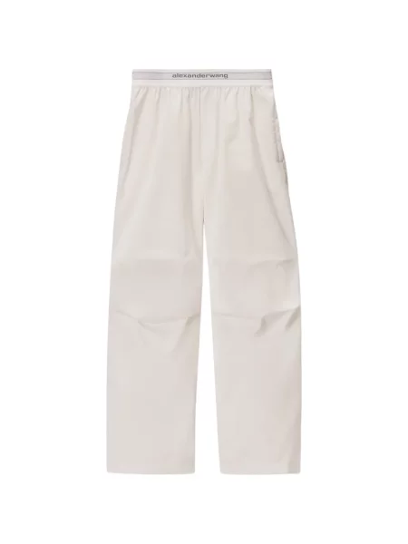 Pantaloni Alexander Wang cu autograf alb