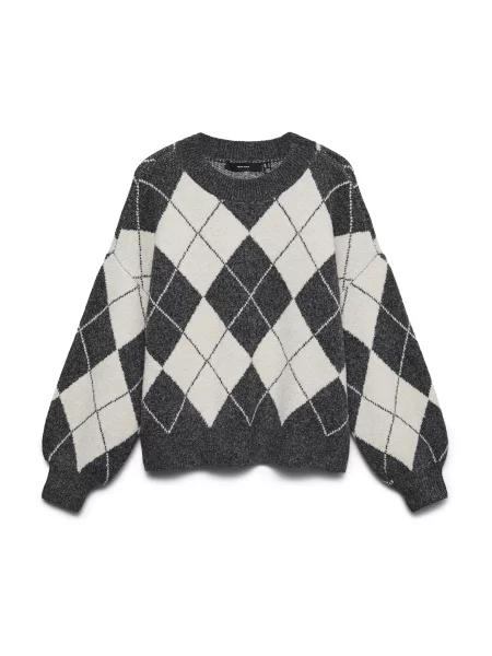 VERO MODA Pulover VMDOFFY ecru / închis gri