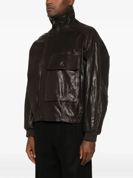 Odinė striukė Emporio Armani ruda