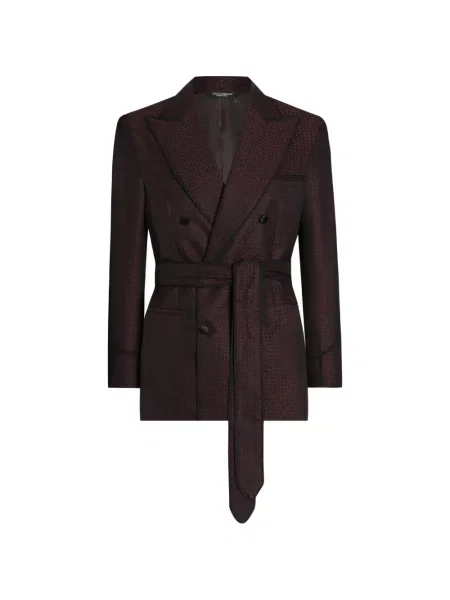 Geacă Dolce & Gabbana din jacard cu două rânduri de nasturi roșu