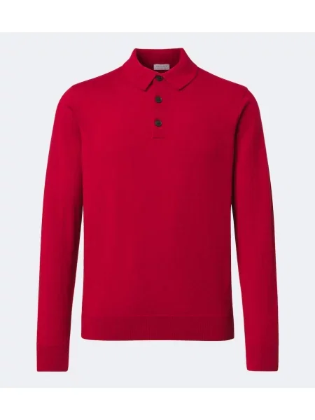 Tricou polo Sunspel din cașmir roșu
