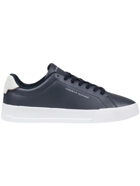 Tommy Hilfiger bőr sportcipő TH COURT LTH DETAIL ESS sötétkék kék