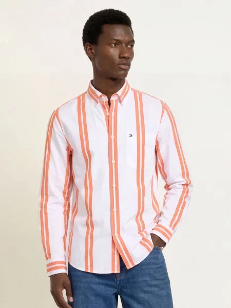 Tommy Hilfiger Košile Regular Fit oranžová bílá