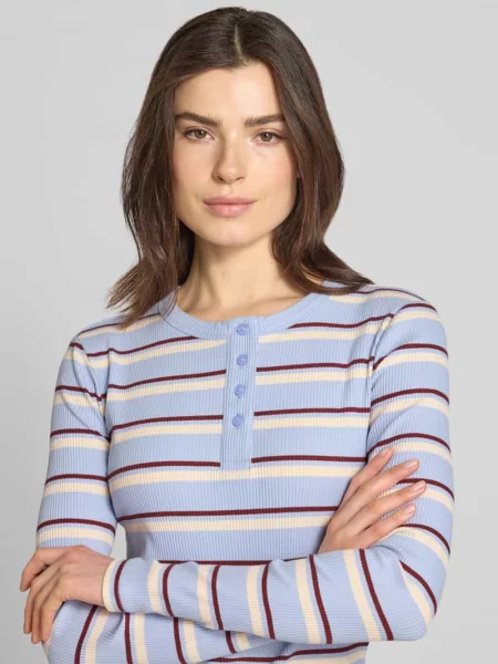 Bluzka z długim rękawem o kroju slim fit z mieszanki bawełny model KATIE' Vero Moda