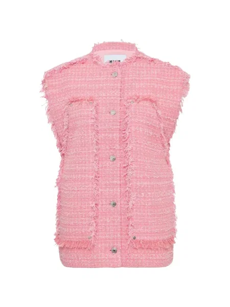 Kamizelka Msgm z frędzli różowa