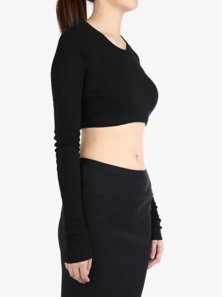 Marškinėliai Rick Owens apkarpytas juoda