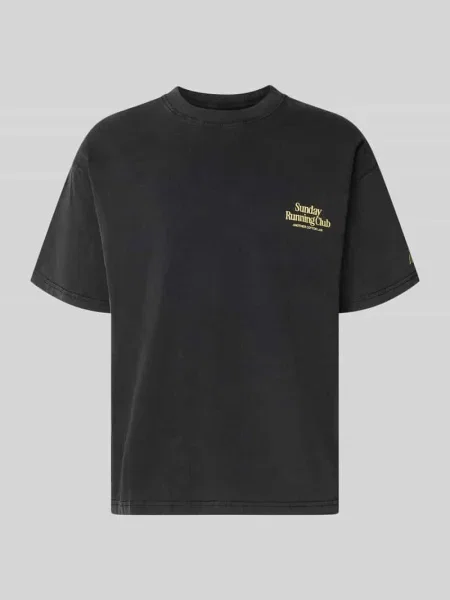 T-shirt z nadrukiem i okrągłym dekoltem Another Cotton Lab czarna