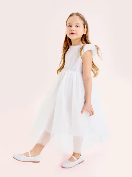 Sinsay Tylové šaty babydoll bílá