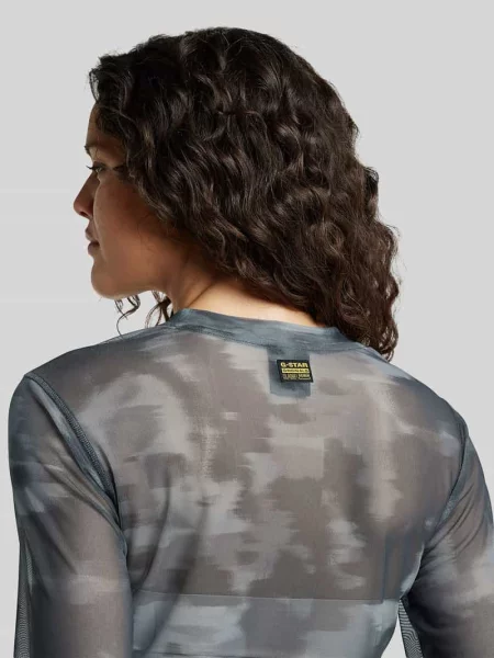 Bluzka z długim rękawem o kroju slim fit z okrągłym dekoltem model motion camo' G-star Raw