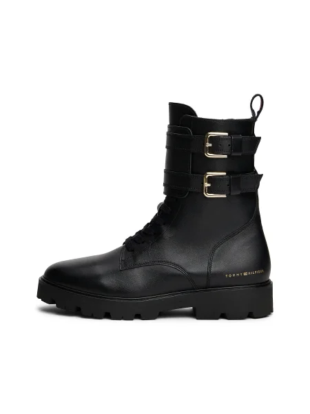 Tommy Hilfiger Škornji Biker Laceup črna