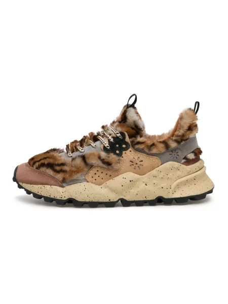 Sneakersy Flower Mountain skórzane w kwiatki brązowe