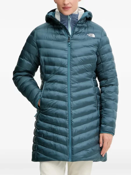 Parka The North Face z kapturem niebieska