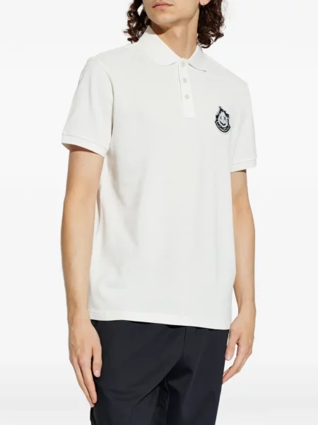 Tricou polo Moncler cu autograf alb