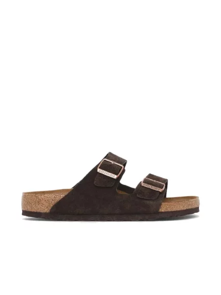 Klapki Birkenstock zamszowe brązowe