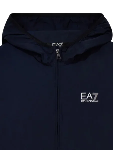 Яке Ea7 Emporio Armani с качулка с принт синьо