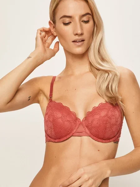 Сутиен Dkny от дантела с изчистен дизайн розово