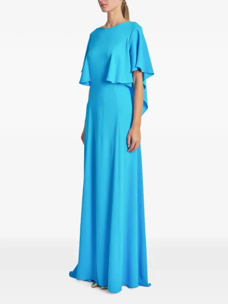 Rochie maxi Irina Schrotter cu volane albastru