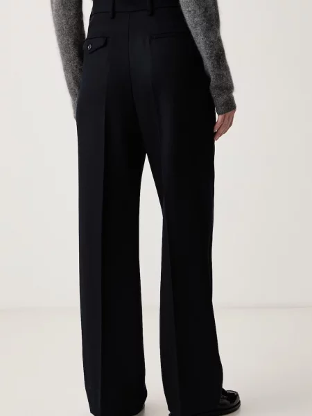Weekend Max Mara spodnie straight wełniane WKSFENICE granatowe