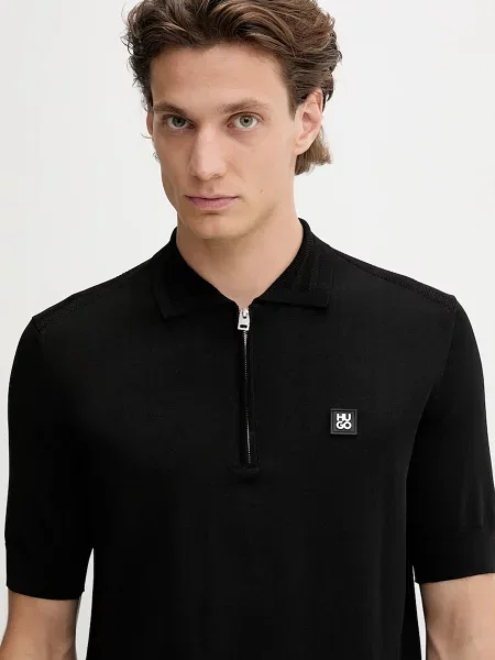 Однотонное поло Hugo черное