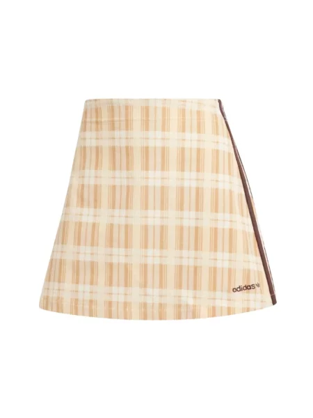 Spódnica mini Adidas w kratę beżowa