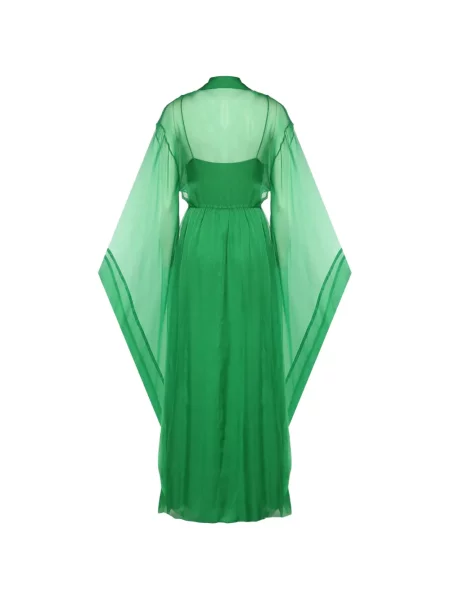 Rochie maxi Alberta Ferretti de mătase verde