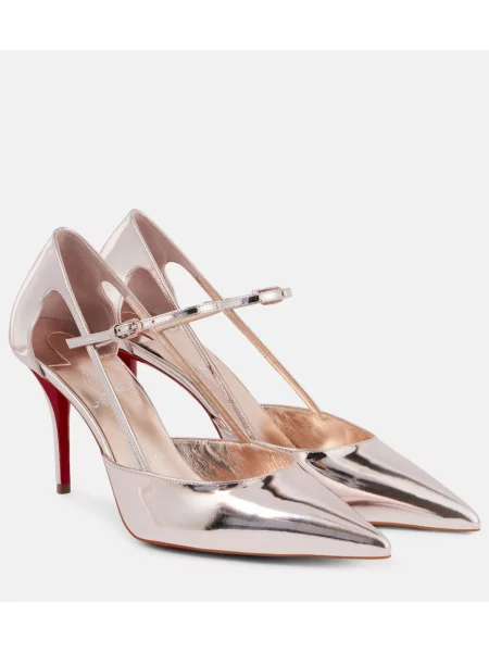 Кожени полуотворени обувки Christian Louboutin розово