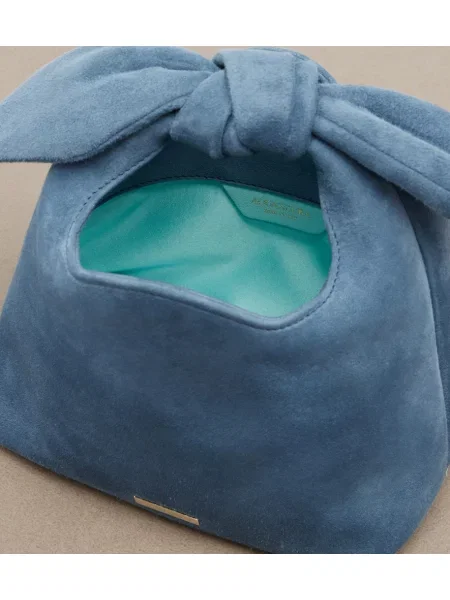 Semišový top Aquazzura s mašľou väzby modrá