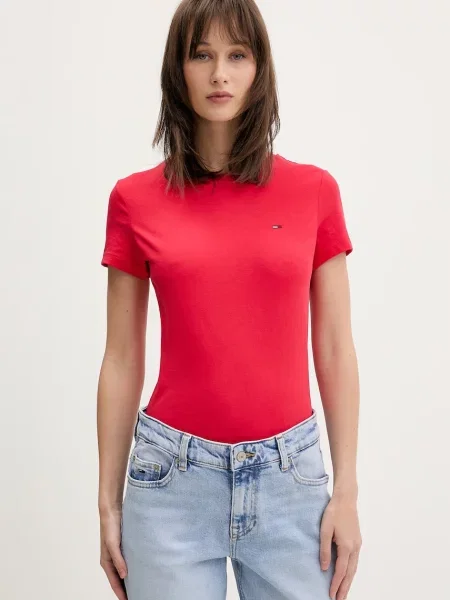 Tommy Jeans basic tričko dámske červená