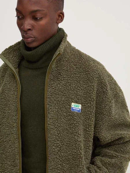 Geacă American Vintage din fleece retro verde