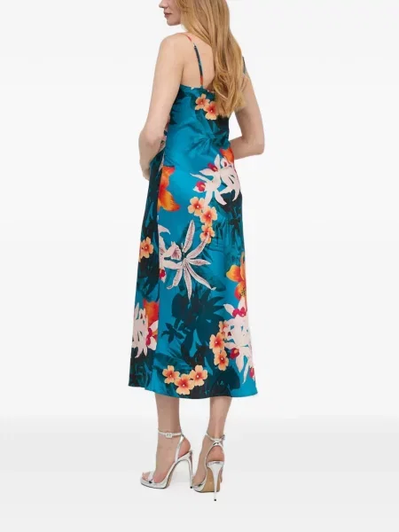 Rochie midi Guess cu model floral cu imagine albastru