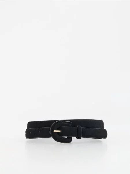 Reserved Curea imitație de piele de căprioară negru