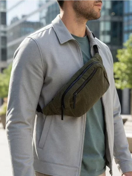 Sinsay Prążkowana nerka z regulowanym paskiem zielony