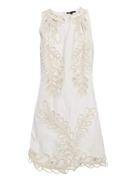 Rochie Maje cu broderie cu model floral de costum alb