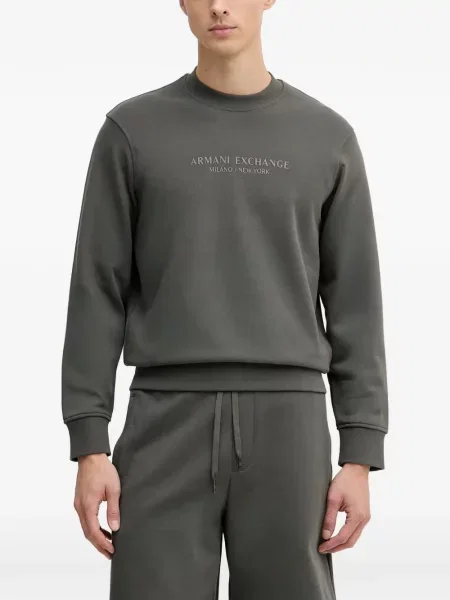 Hanorac crewneck Armani Exchange cu imagine cu decolteu rotund verde