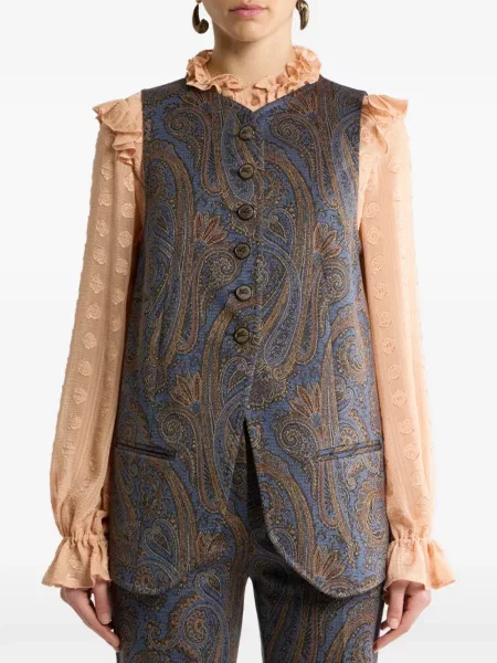 Vestă Etro cu model paisley din jacard albastru