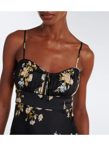 Rochie midi Veronica Beard de mătase cu model floral negru