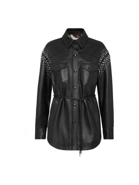 Koszula Philipp Plein skórzana czarna