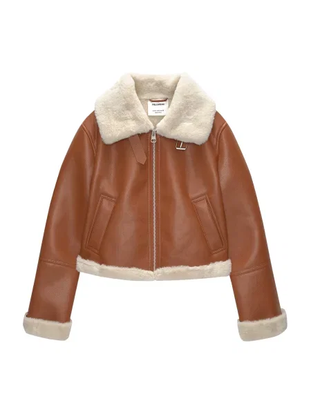 Pull&Bear Geacă de primăvară-toamnă / portocaliu închis bej