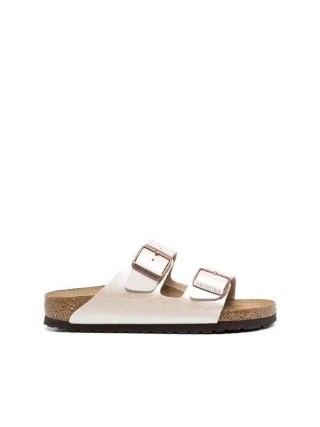 Klapki Birkenstock skórzane beżowe