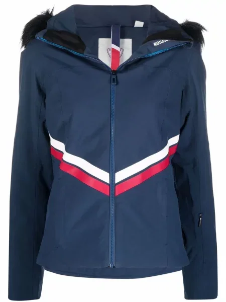 Sztuczne futro kurtka narciarska Rossignol niebieska