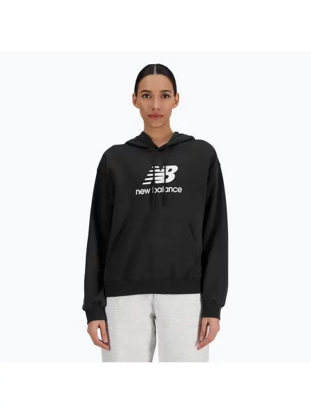 Bluza New Balance French Terry Stacked Logo Hoodie black czarna
