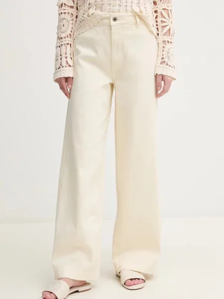 Дънки Pepe Jeans HIGH RISE WIDE CROP TANIA с висока талия бежово