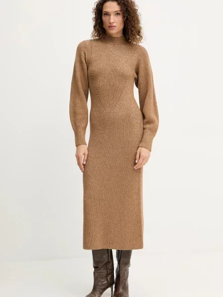 Twinset rochie din lână maro