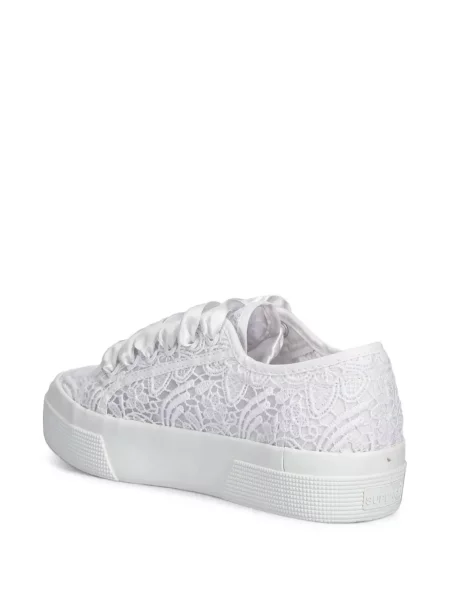 Sneakerși Superga cu platformă din dantelă alb