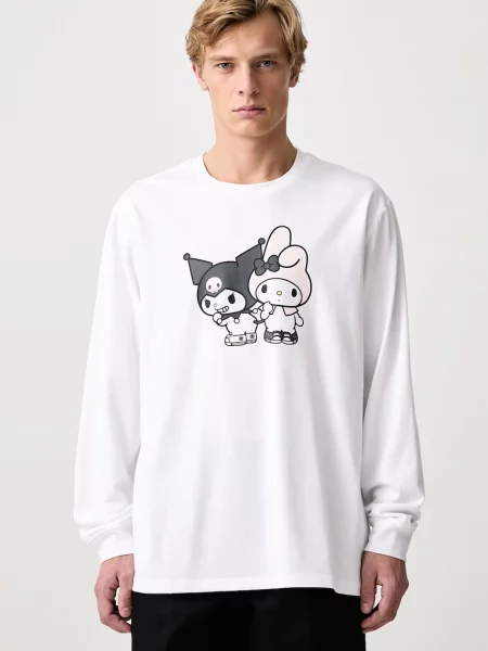 Tricou cu mânecă lungă Converse alb