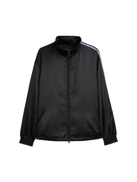 Satynowa bluza Y-3 w paski do biegania czarna