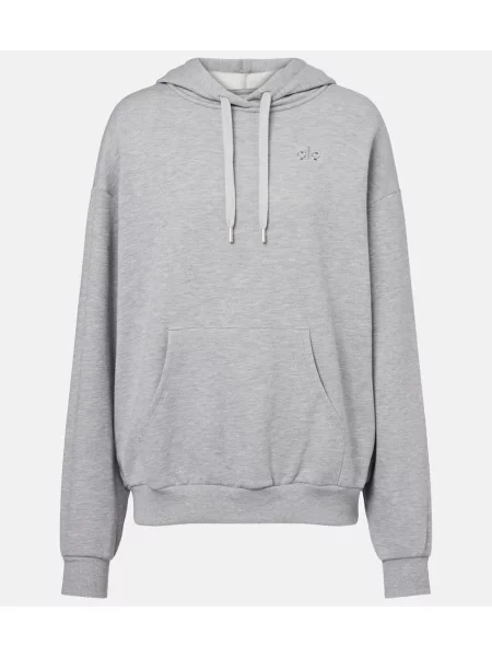 Bluza z kapturem Alo Yoga frotte szara