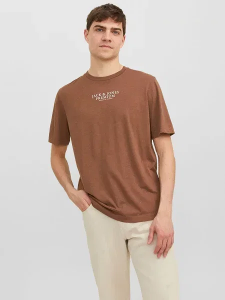 JACK & JONES Tričko JPRBLUArchie hnedá biela